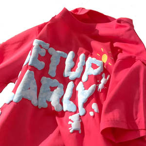 เสื้อยืดพิมพ์ลายพัฟสำหรับผู้หญิงเสื้อยืดพิมพ์ลายพัฟโอเวอร์ไซส์ผ้าฝ้าย100% ระบายอากาศได้ดีเสื้อยืดพิมพ์ลายพัฟ - Product Image 1