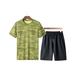 Ensemble short de sport décontracté d'automne pour hommes, ensemble 2 pièces avec chemise à manches, survêtement OEM au prix d'usine, vente en gros - Product Image 3