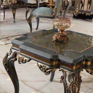 Ensemble de salle à manger en bois de qualité supérieure avec mobilier de salle à manger incurvé extensible au design minimaliste moderne pour chambre à coucher et salon - Product Image 3