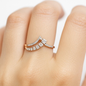 Bague en or massif 14K diamant naturel taille brillant minimaliste IGI certifié élégance de tous les jours anniversaires de mariage pour femmes - Product Image 1