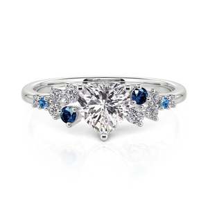 แหวนคู่รัก Jeulia Olivetta Heart Promise Ring ชุบโรเดียม เงินสเตอร์ลิง ประดับด้วยเพชรซิร์คอน - Product Image 1