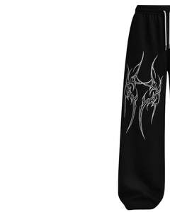 Custom Black Tribal Print Baggy Sweatpants <b>Women</b> Streetwear Wide Leg Jogger Pants Oversized Hip Hop Casual Fleece <b>Trousers</b> - Product Image 3