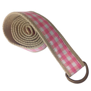 2025 Fábrica al por mayor Color sólido Doble D-Ring Hebilla Gingham Poliéster Correas Cinturón con punta de metal - Product Image 1