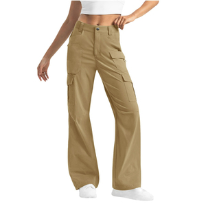 2025 pantalones Cargo para mujer, pantalones de pierna ancha azules holgados informales para mujer, pantalones de cintura alta, ropa de calle con cordón, pantalón de chándal - Product Image 2