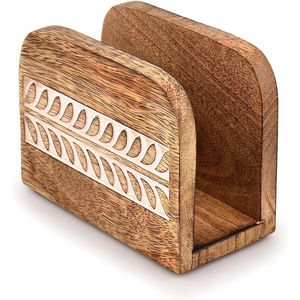 Handcrafted Wooden <b>Napkin</b> Holder Carved <b>Napkin</b> Holder for Kitchen & Dining Table Decor Elegant Mango Wood <b>Napkin</b> <b>Dispenser</b> - Product Image 1