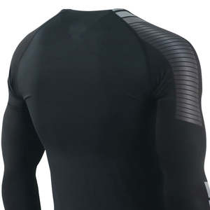 Sudor absorbente ligero elástico 92% poliéster 8% Spandex Negro hombres Slim Fit manga larga ropa deportiva Rash Guard en venta 2025 - Product Image 6