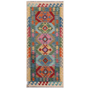 Alfombra Kilim de Maimana, Afganistán, 188 x 83 cm, Alfombras y Juegos de Alfombras - Product Image 1