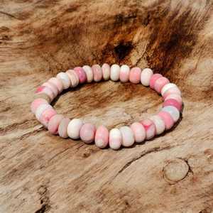 Pulsera de cuentas de ópalo Rosa estilo 2025 hecha a mano, aspecto bohemio, joyería de piedras preciosas elásticas ligeras para regalo de aniversario para mujer - Product Image 5