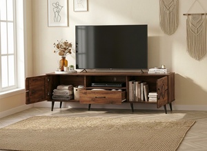 Mueble para TV Contemporáneo de Roble del Pacífico, Moderno y de Alta Gama, Modelo Ryan 180, para Apartamento, Villa o Sala de Estar, Mueble Desarmable - Product Image 2