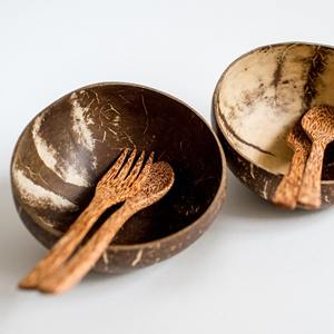 Tamaños personalizables niños cubiertos bebé utensilios de madera de coco cuchara de madera tenedor cuchillo conjunto al por mayor - Product Image 3