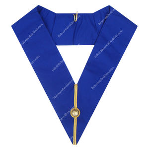 COLLAR SIN VESTIR DE GRAN RANGO DE ARTESANÍA MASÓNICA-BORDE DORADO CON BOLA DORADA DE CALIDAD DE BRILLO EN EL FRONTAL - Product Image 1