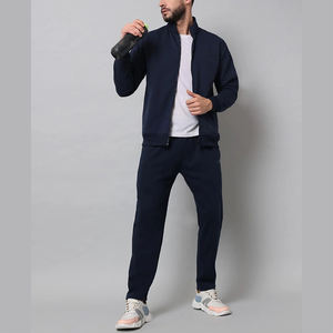 ชุดวิ่งออกกำลังกายผู้ชายผ้าโพลีเอสเตอร์ผ้าคอตตอนถักแบบเรียบใส่สบาย - Product Image 1