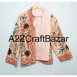 Eco Friendly Embossed Vintage Design Cotrise <b>Jacket</b> Eco-Friendly Breathable Cotton Lined Winter Outerwear For Womens - Product Image 6