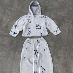 Haute qualité femmes été automne décontracté vêtements de sport sweat à capuche large jambe pantalon survêtement respirant coton éponge impression personnalisée - Product Image 1