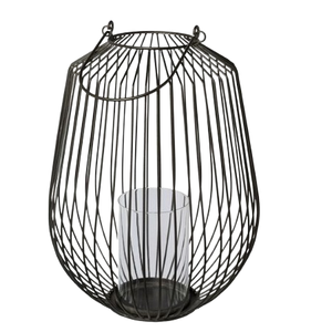 Farol de Hierro Moderno, Portavelas de Alambre Negro, Lámpara Colgante Nórdica, Farol de Metal con Recubrimiento en Polvo, Decoración de Jardín Estilo Jaula de Pájaros Industrial - Product Image 1