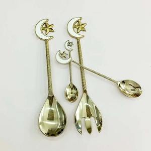 Elegant Multi <b>Coloured</b> Leaf Pattern Brass Tea Spoon Decorative and Durable Utensil for Home Kitchen and Party Use From India - Product Image 1