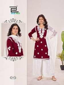 Colección Blue Hills Heer, Kurti Informal para Mujer, Todas las Temporadas, Rayón, Parte Inferior y Dupatta, Ropa India y Pakistaní, Precios al por Mayor - Product Image 2