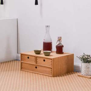 Organizador de escritorio de madera natural Suministros de oficina Estante de almacenamiento ordenado-Gabinete de almacenamiento/Organizador de joyas con 3 cajones - Product Image 6