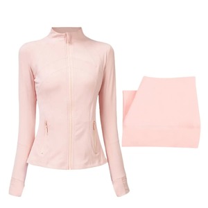 Traje de Yoga, chaqueta con cuello levantado, mallas para mujer, cremallera, secado rápido, ejercicio físico, correr, ligero, sencillo, versátil - Product Image 3