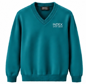 Suéter de Punto con Cuello en V para Hombre, Marca INDEX, Logotipo Bordado, Color Sólido - Product Image 1