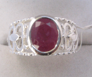 Fine Jewelry <b>Ring</b> Geometric Pattern with Rhodium Plating Setting Amethyst Gemstone for Weddings - Product Image 1