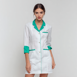 RT-147 LOGO personnalisé professionnel unisexe coton Polyester uniformes hospitaliers médecin-infirmière porter blouse de laboratoire blanche - Product Image 1