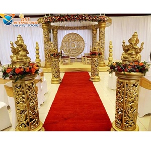 Boda hindú dorado tallado redondo Mandap sueño boda decoración FRP oro Mandap hermosa ceremonia de boda Mandap configuración Australia - Product Image 1