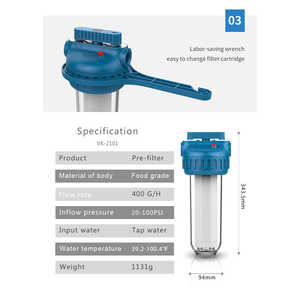 ICEGALAX Boîtier de filtre à eau transparent italien en PET de 10 pouces, filtres à eau potable manuels pour la maison, l'extérieur, les camping-cars et les voitures - Product Image 1