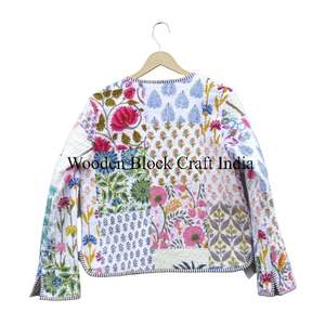 Veste habillée élégante pour femme, matelassée, patchwork, en coton doux, écologique, séchage rapide, garnissage en coton, col en V - Product Image 4