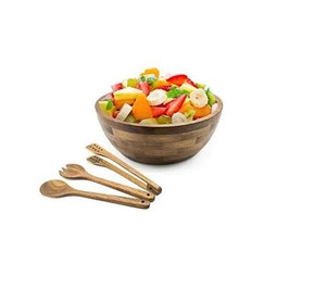 Tazón para Ensalada Grande de Madera Maciza Pulida, Estilo Artesanal, para 3-5 Personas, Ligero, Decorativo, Estilo Antiguo, para Decoración del Hogar - Product Image 4