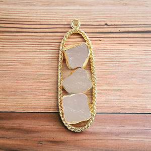 Pendentif à breloque en quartz rose avec pierre naturelle, fournitures de fabrication de bijoux - Product Image 1