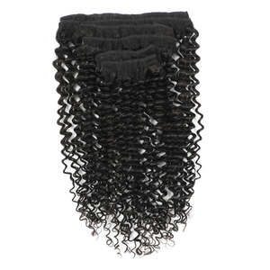 Extensions de cheveux humains vierges 9A à clipser, 28 pouces, bouclés Jerry, noir naturel - Product Image 3