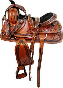Conjunto de Silla de Montar Premium para Caballo Occidental, Asiento Cómodo, Cuero Vacuno Natural, Cuero Genuino, Hecho a Mano, para Senderismo y Carreras - Product Image 2