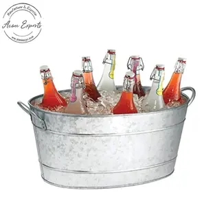 Tina de acero galvanizado ovalada grande de calidad de lujo manijas de cubo de hielo de Metal decoración de exhibición de almacenamiento multiusos para fiesta boda - Product Image 1