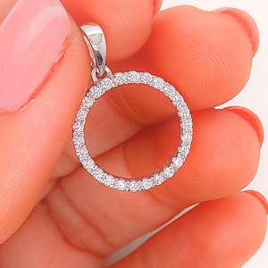 Colgante de Diamante Cultivado en Laboratorio de 1 Quilate, Forma Redonda, Diseño Circular, Claridad VS, Color EF, con Colgante de Oro de 14K para Mujer - Product Image 1