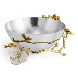 Elegante rama de olivo de latón y acero inoxidable, cuenco para servir, cuenco de Metal para aperitivos, fruta seca, decoración de Hotel y restaurante - Product Image 5