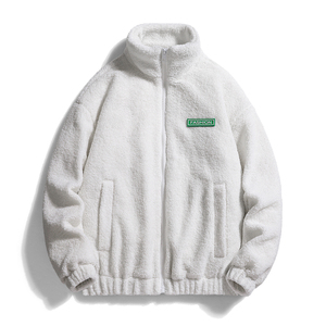 Veste polaire surdimensionnée en Sherpa pour l'hiver avec logo brodé sur mesure OEM pour hommes et col à capuche tissé unisexe - Product Image 2