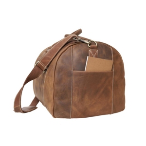 Bolsa de gimnasio de lona de cuero genuino personalizada Bolsa de lona de viaje de cuero grande - Product Image 3