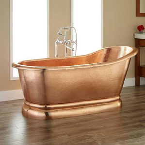 Baignoire ovale autoportante 100% cuivre pur, design moderne, marque Yellowartswork, capacité 1 personne, robinet inclus, fournisseur indien - Product Image 6