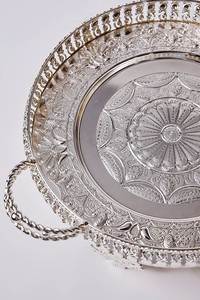 Plateau de service rond en aluminium à un seul niveau, finition polie, pour la cuisine, la vaisselle, le rangement, les bijoux, la cosmétique, la vanité, les fournitures hôtelières - Product Image 5