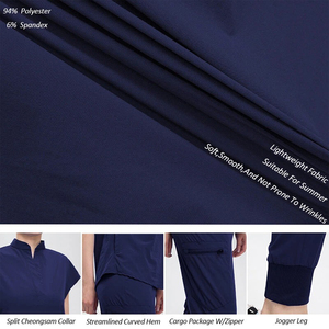 Uniforme médical de haute qualité, tenue de travail unisexe pour médecins et infirmières, vente en gros, tenue de travail en polyester tricoté avec poches - Product Image 4