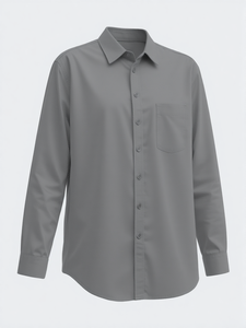 Camisa informal de color sólido liso de diseño exclusivo para hombres con cuello levantado ODM Suministro de camisa personalizada de Bangladesh - Product Image 4