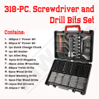 Kit de forets multifonction 318 pièces en acier à haute teneur en carbone pour bois et métal, outils électriques, outils à main, pièces de réparation robustes