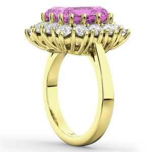 Bague pour femme en or jaune 18 carats avec saphir rose de 5,68 carats, motif géométrique, style délicat, pierres précieuses taillées, clarté VVS, bijoux - Product Image 3
