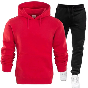 Ensemble de survêtement en coton épais surdimensionné avec logo personnalisé OEM Pantalon de jogging et sweat à capuche de couleur unie - Product Image 5