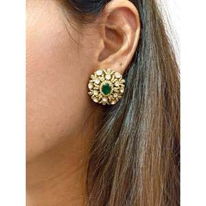 NOVAMART Fine <b>Emerald</b> Blossom Moissanite <b>Stud</b> <b>Earrings</b> Elegant and Luxurious Product Category Wholesale Export - Product Image 1