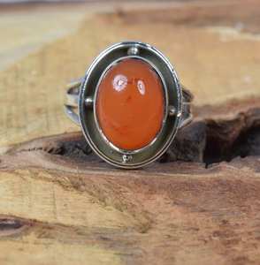 Anillo de hombre de plata de ley 92.5 con piedra preciosa de cornalina roja - Product Image 1