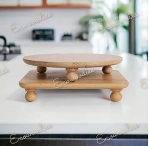 Tabouret de plante en bois 2pack contremarches en bois pour écrans affichage de piédestal de ferme Standr affichage Console d'incrustation d'os - Product Image 2