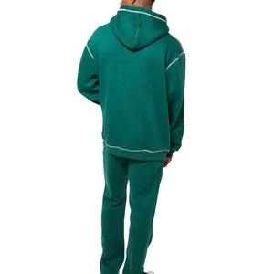 Custom Oversize French Terry Vintage Loose Fit Pant and Hoodie Set Contrast <b>Stitching</b> Sweat Suit Distressed Embroidery <b>Tracksuit</b> - Product Image 6