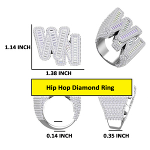 แหวนฮิปฮอปของผู้ชายปรับแต่งได้925เงินสเตอร์ลิงประดับเพชรโมอิสซาไนต์ทรงกลมและบาแกตต์ตัดสำหรับงานแต่งงาน - Product Image 6